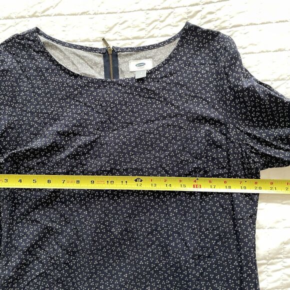 Old Navy Ditsy Floral Print 3/4 Sleeve Shift Dress Rayon Zipper Size Large - Picture 13 of 15